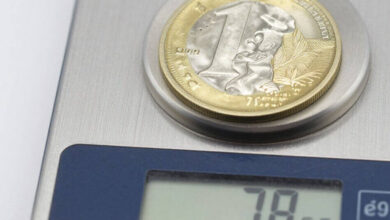 Teste de precisão de balança digital de cozinha com moeda de 1 real